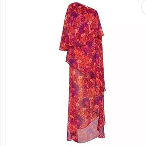 NWT ✨ MISA Los Angeles ‘Araya’ One Shoulder Asymmetrical Chiffon Tiered Dress SM